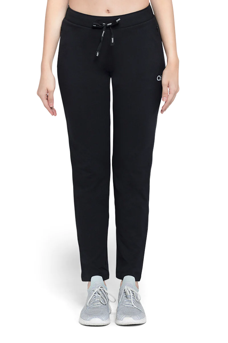 Amante Women's Relaxed Fit Solid Black Track Pants