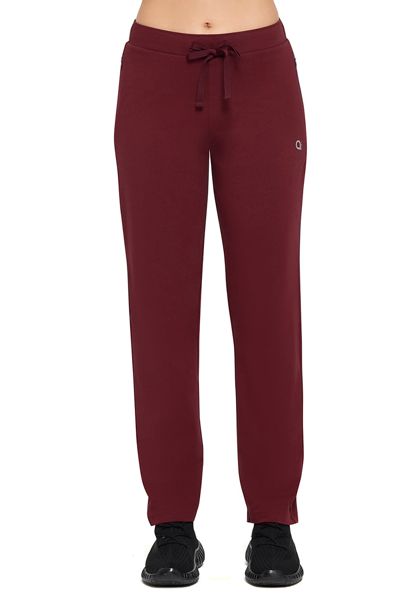 Amante Women's Relaxed Fit Solid Maroon Track Pants