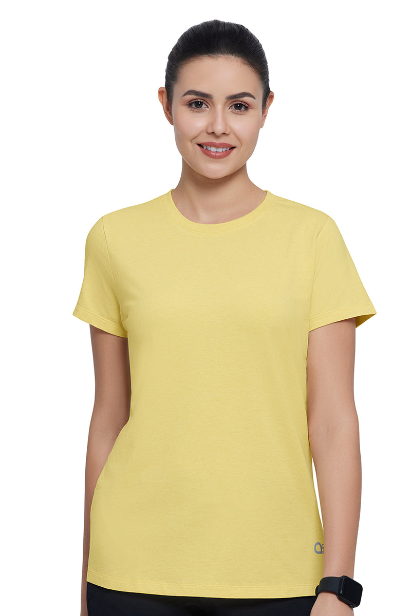 Amante Women's Short Sleeve Relaxed Fit Yellow Round Neck T-Shirt