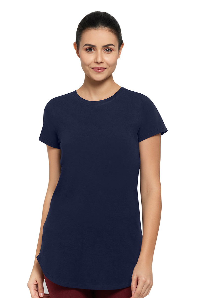 Amante Women's Short Sleeve Relaxed Fit Dark Blue Round Neck T-Shirt