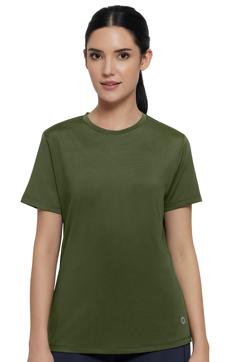 Amante Women's Short Sleeve Relaxed Fit Green Round Neck T-Shirt