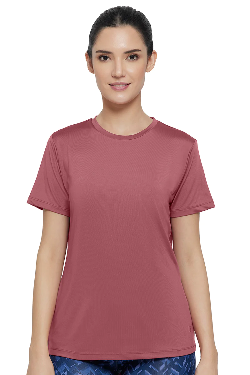 Amante Women's Short Sleeve Relaxed Fit Pink Round Neck T-Shirt