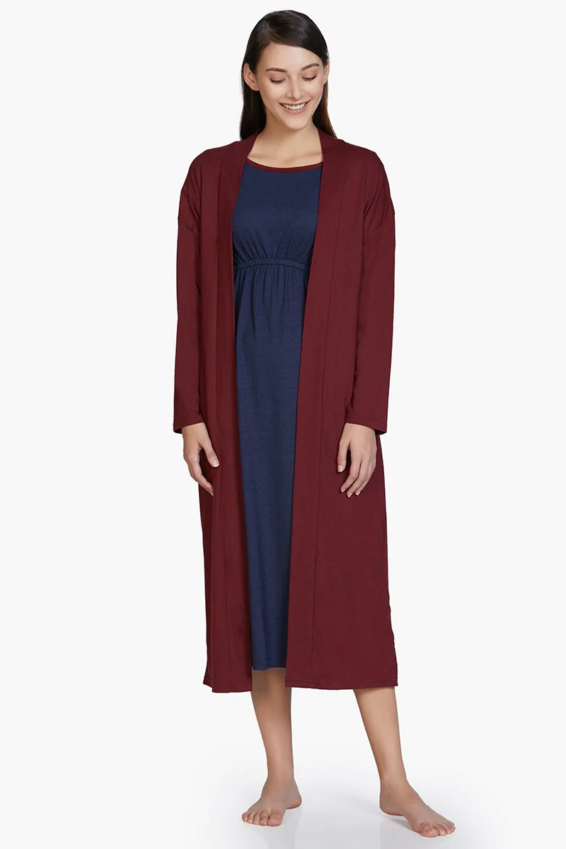 Amante Women's Maroon Sleep Robe