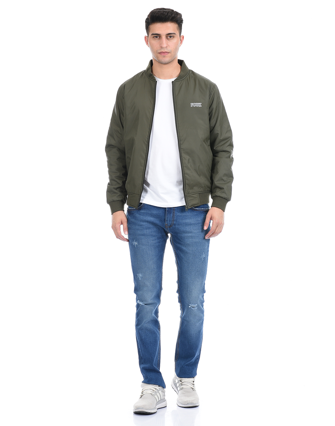 FCUK Men Green Bomber Jacket