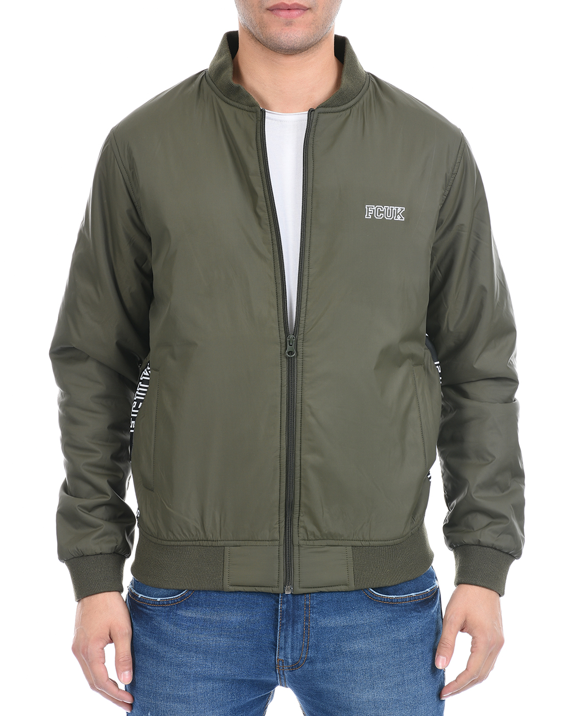 FCUK Men Green Bomber Jacket