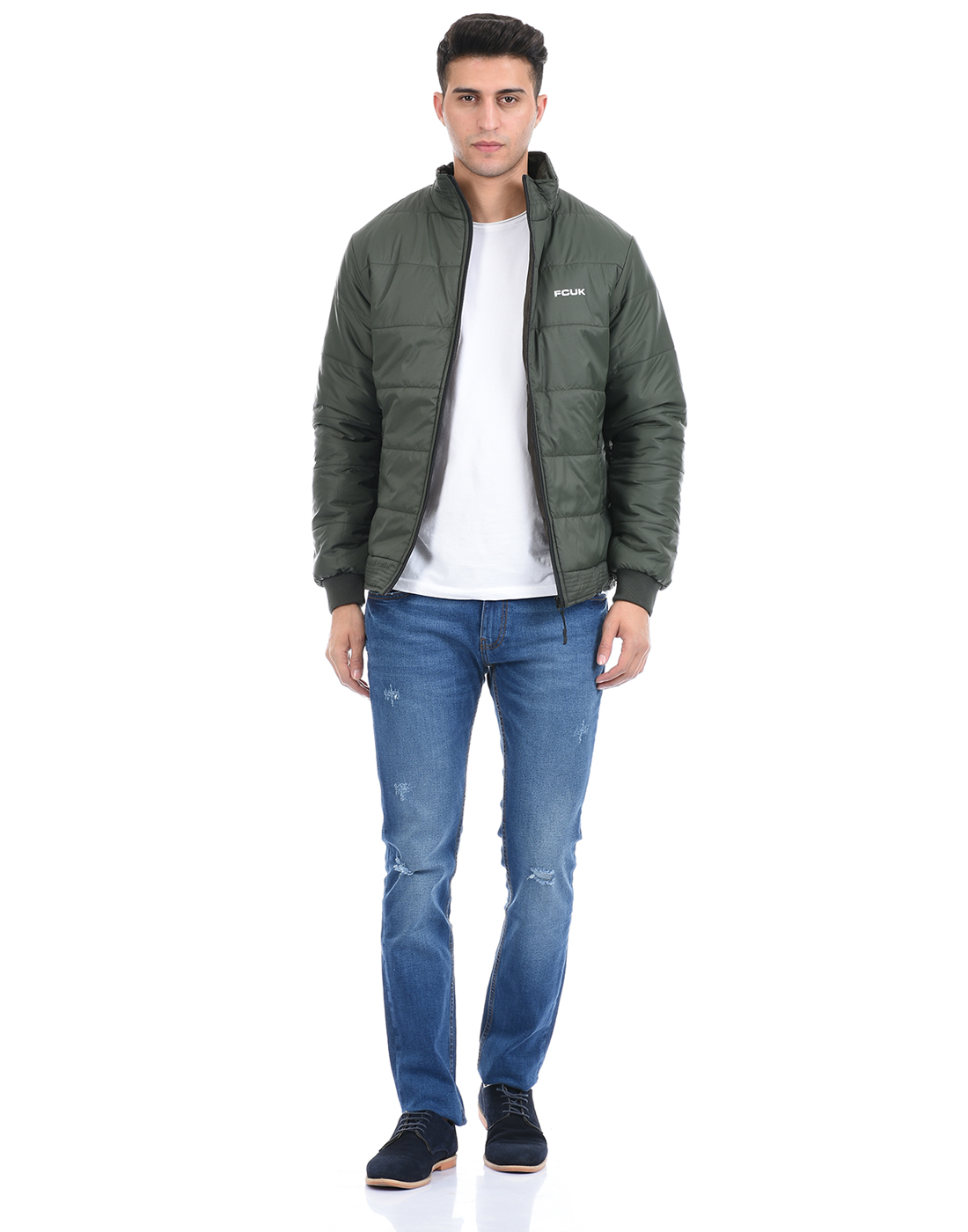 FCUK Men Green Bomber Jacket