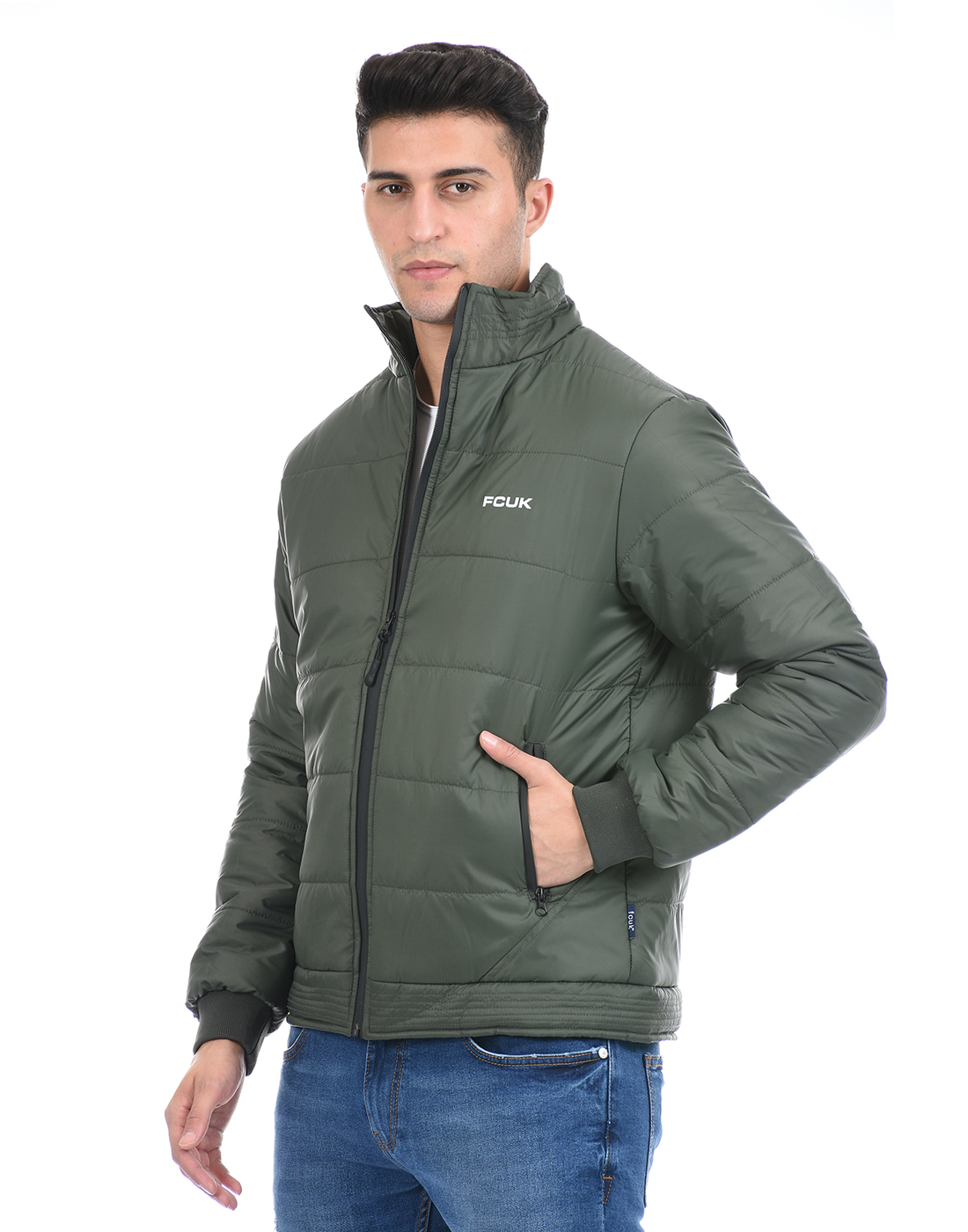 FCUK Men Green Bomber Jacket
