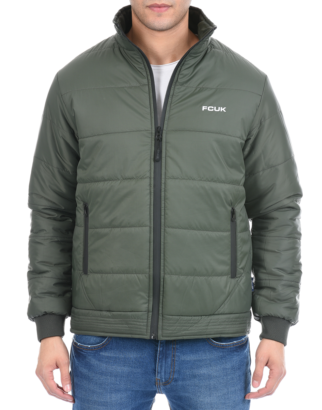 FCUK Men Green Bomber Jacket
