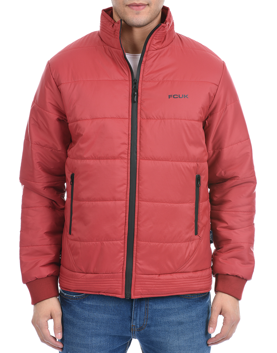 FCUK Men Red Bomber Jacket