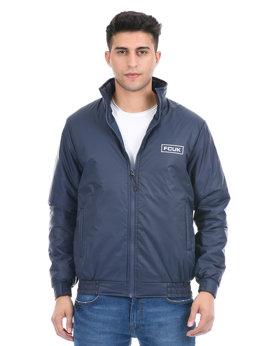 FCUK Men Blue  Bomber Jacket