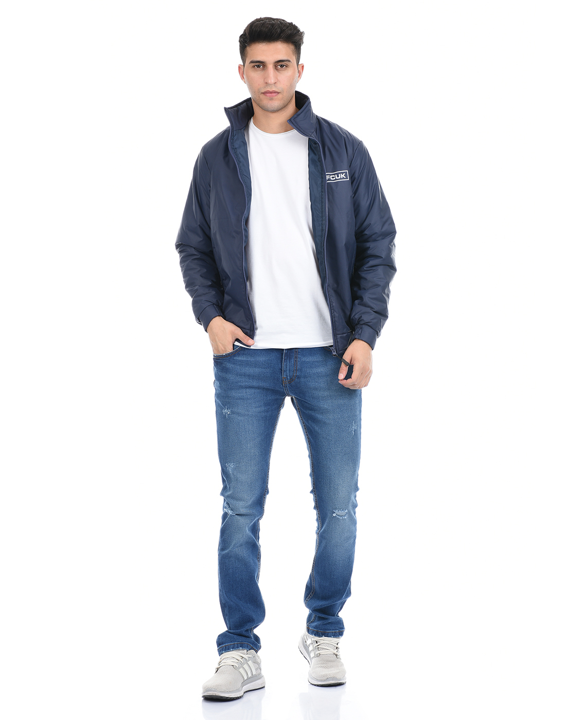 FCUK Men Blue  Bomber Jacket