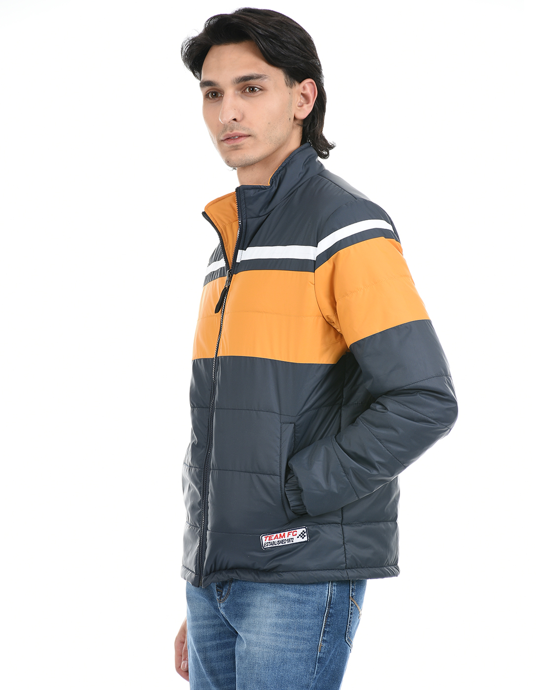 FCUK Men Blue Reversible Quilted Jacket