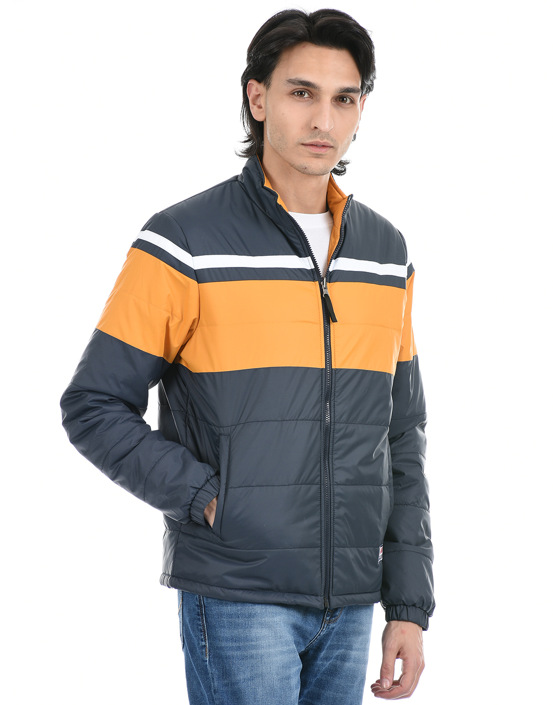 FCUK Men Blue Reversible Quilted Jacket