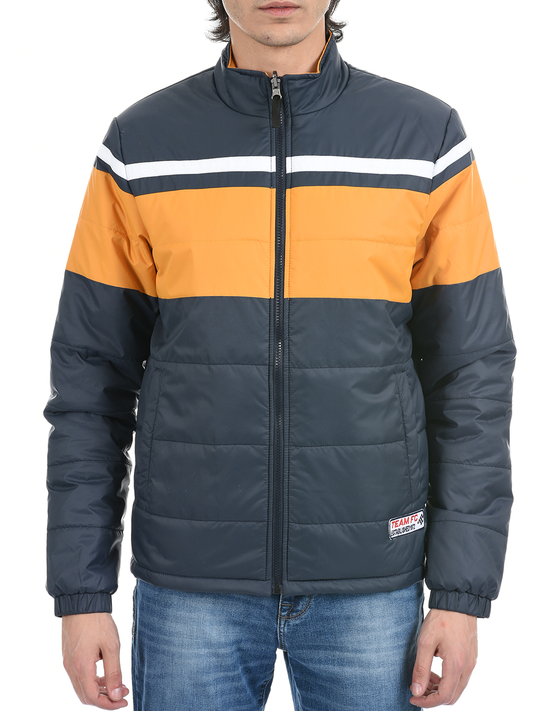 FCUK Men Blue Reversible Quilted Jacket