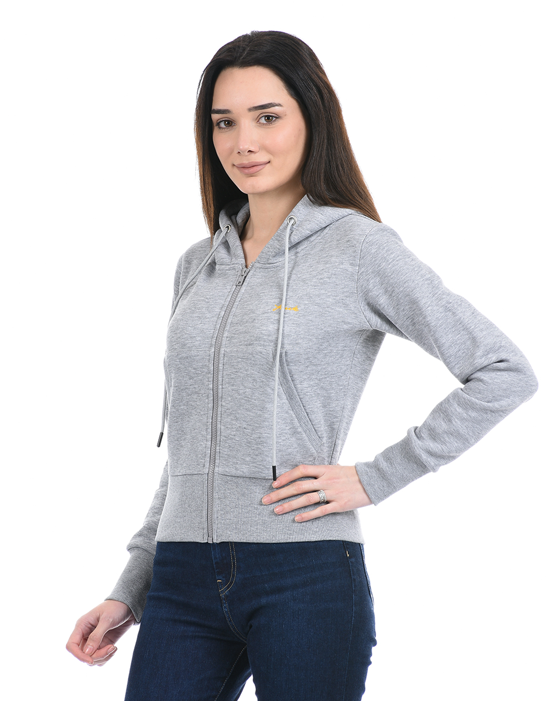 FCUK Women Grey Hooded Sweatshirt
