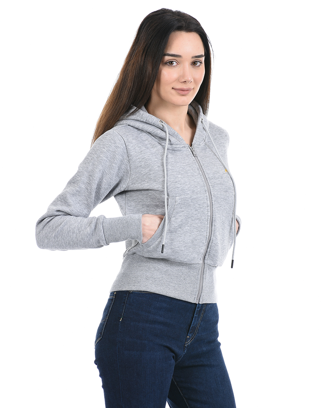 FCUK Women Grey Hooded Sweatshirt