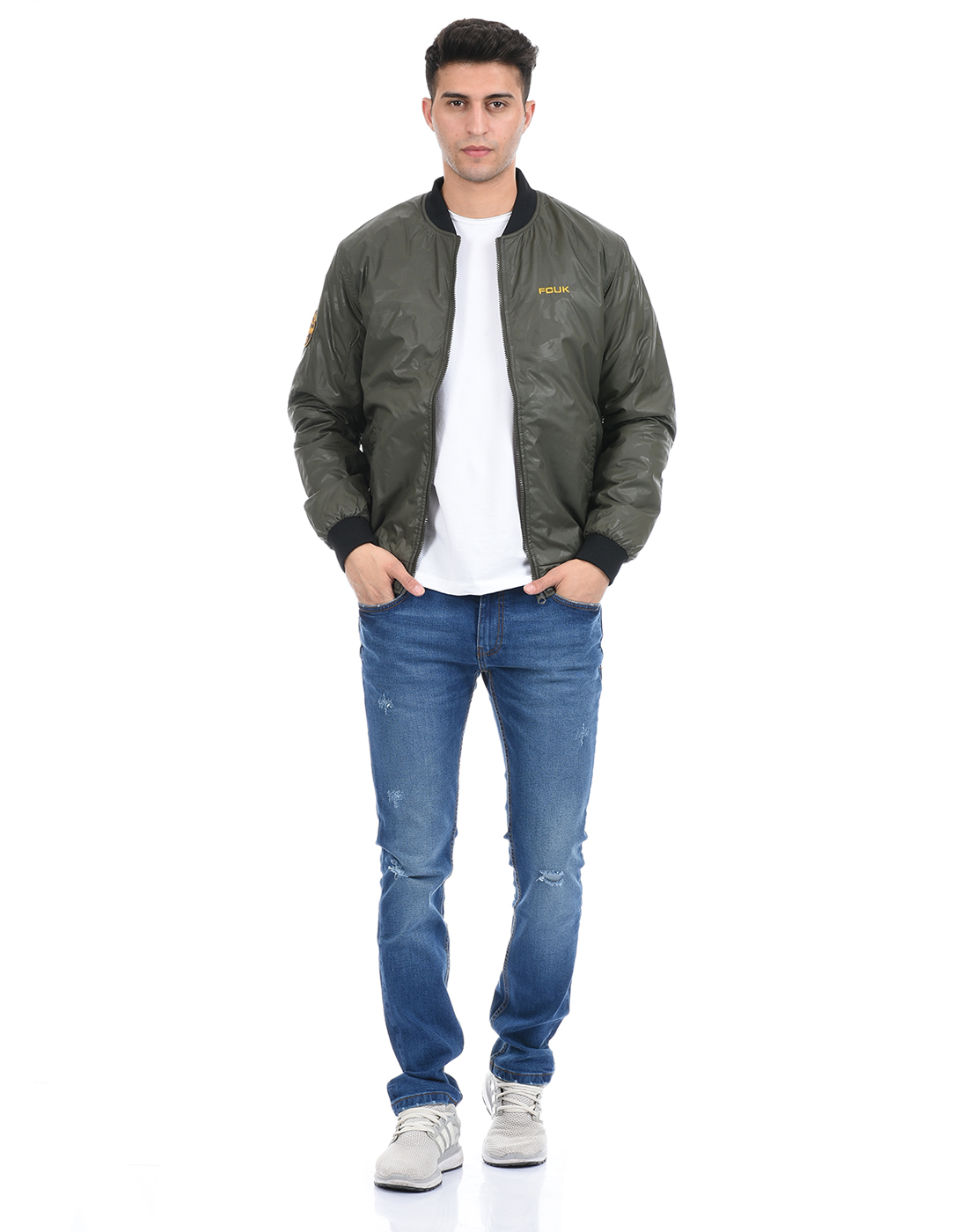 FCUK Men Green Bomber Jacket