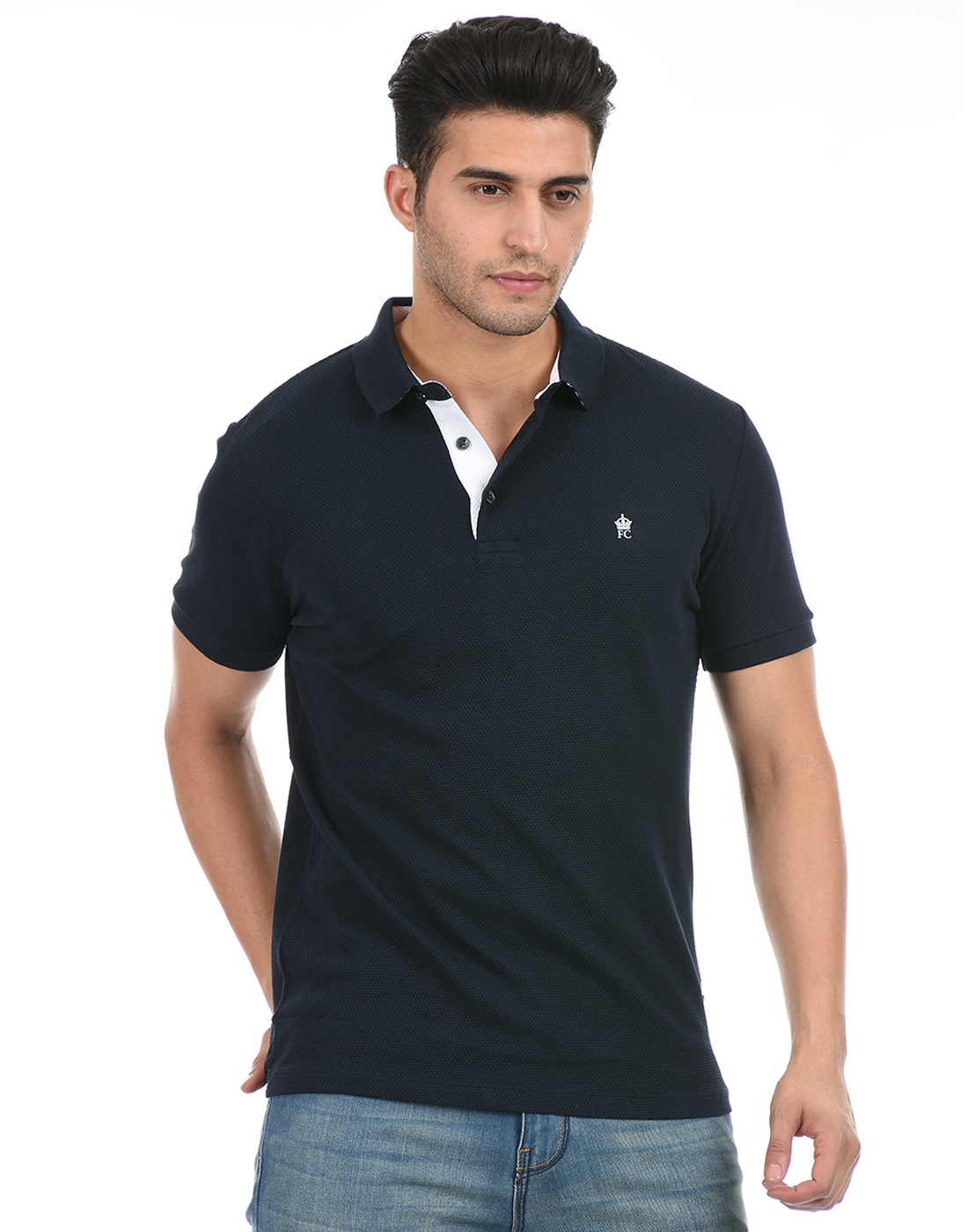 FCUK Men Blue Polo T-Shirt