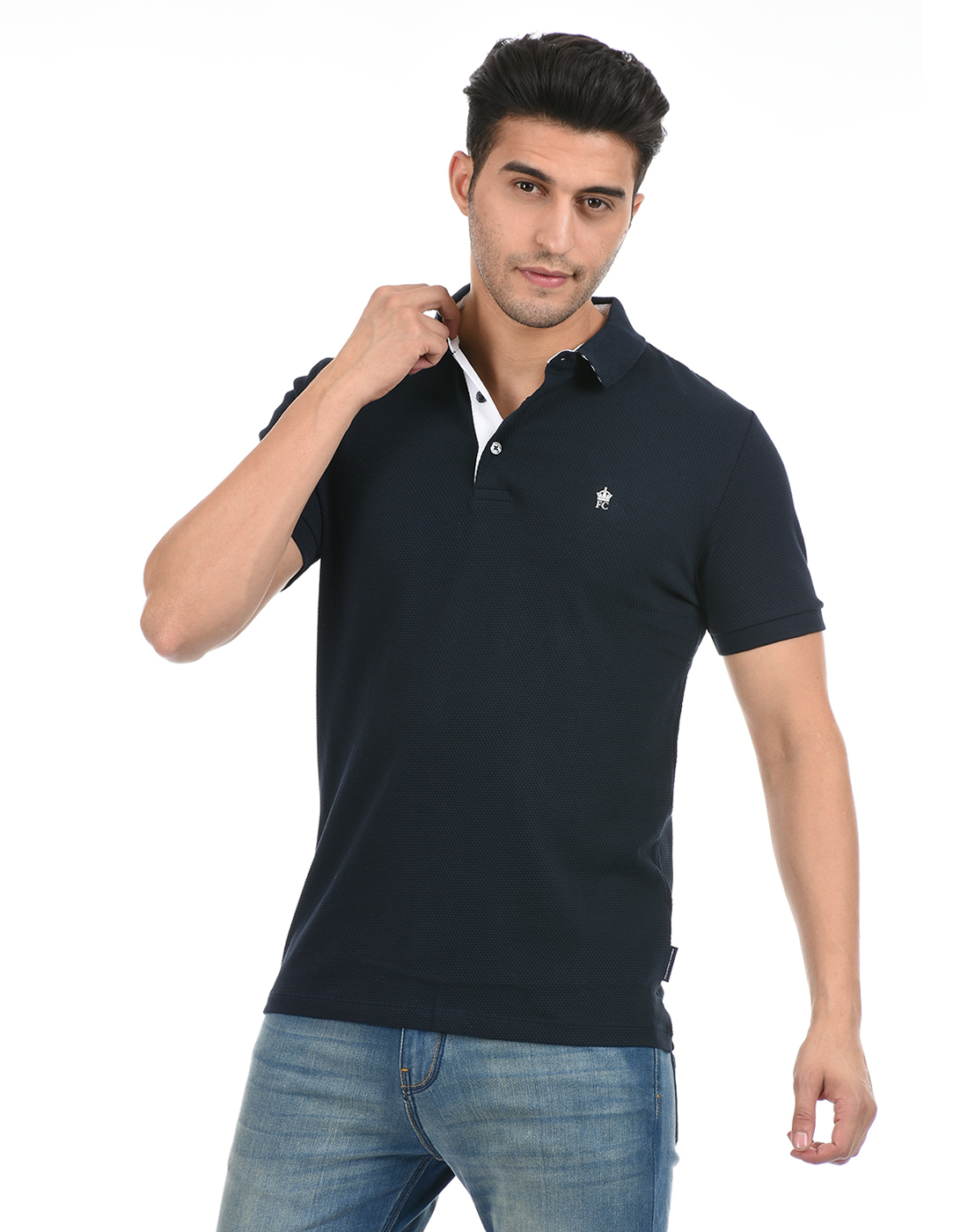 FCUK Men Blue Polo T-Shirt