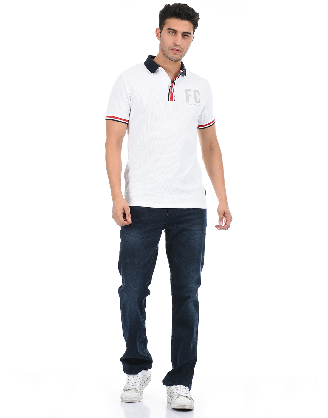 FCUK Men White Polo T-Shirt
