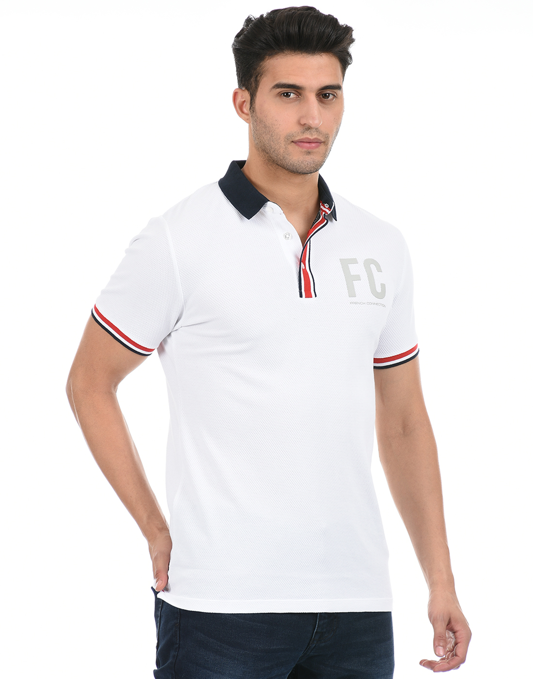 FCUK Men White Polo T-Shirt