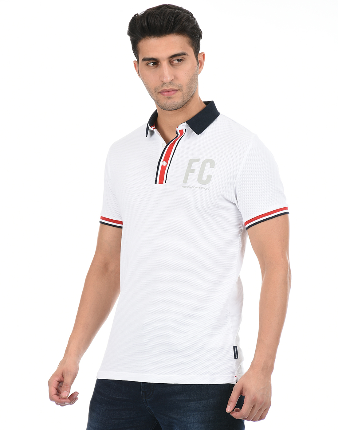 FCUK Men White Polo T-Shirt