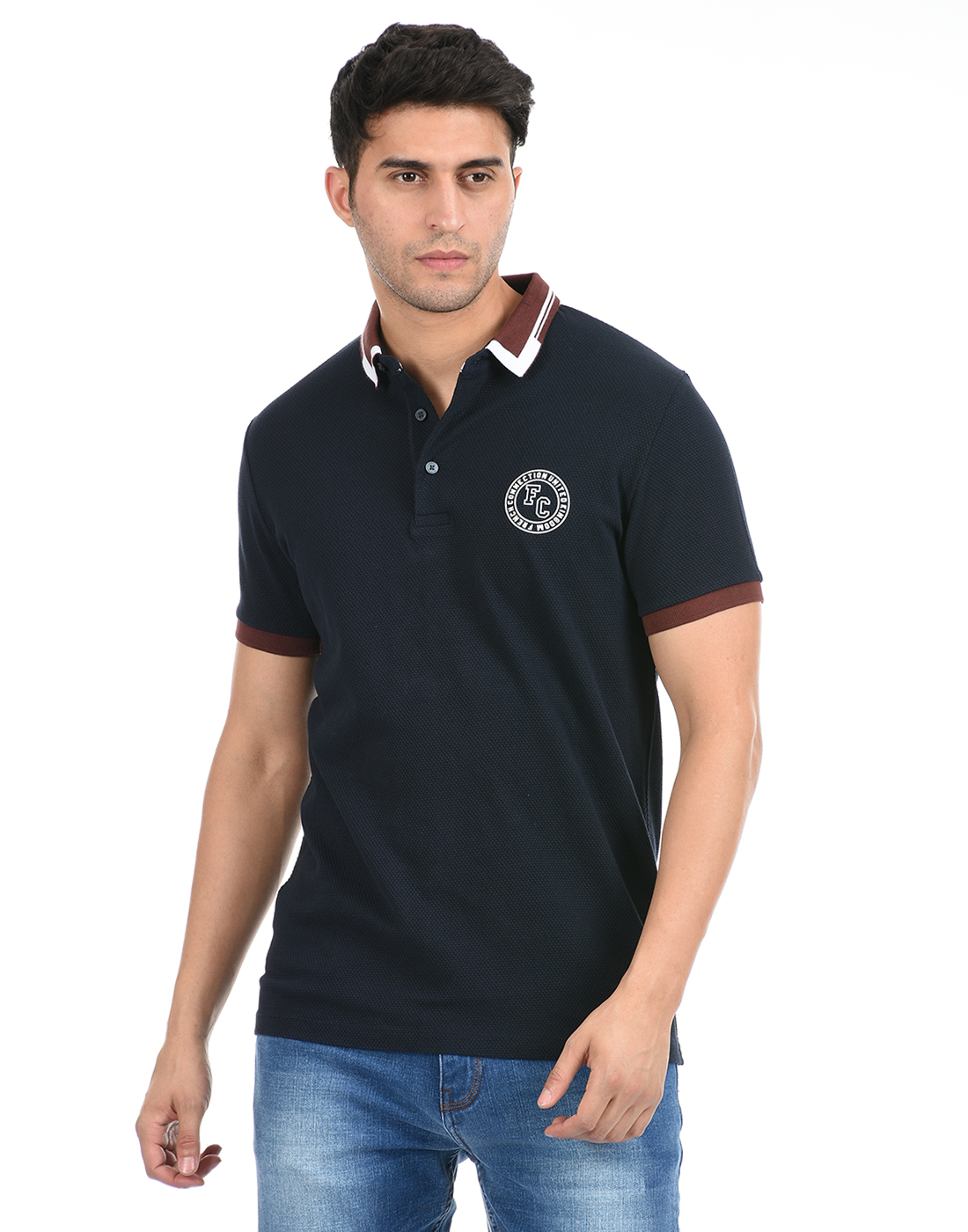FCUK Men Blue Polo T-Shirt