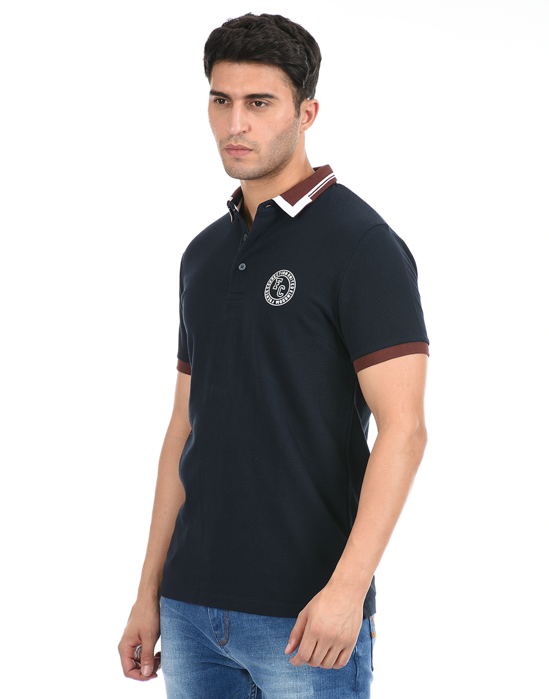 FCUK Men Blue Polo T-Shirt
