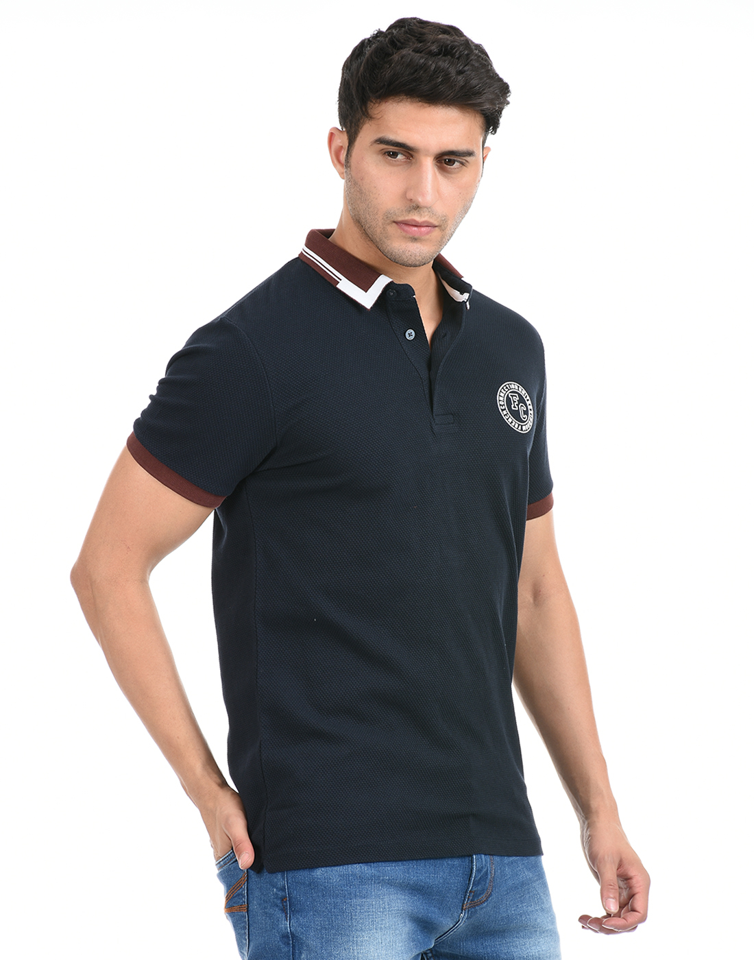 FCUK Men Blue Polo T-Shirt