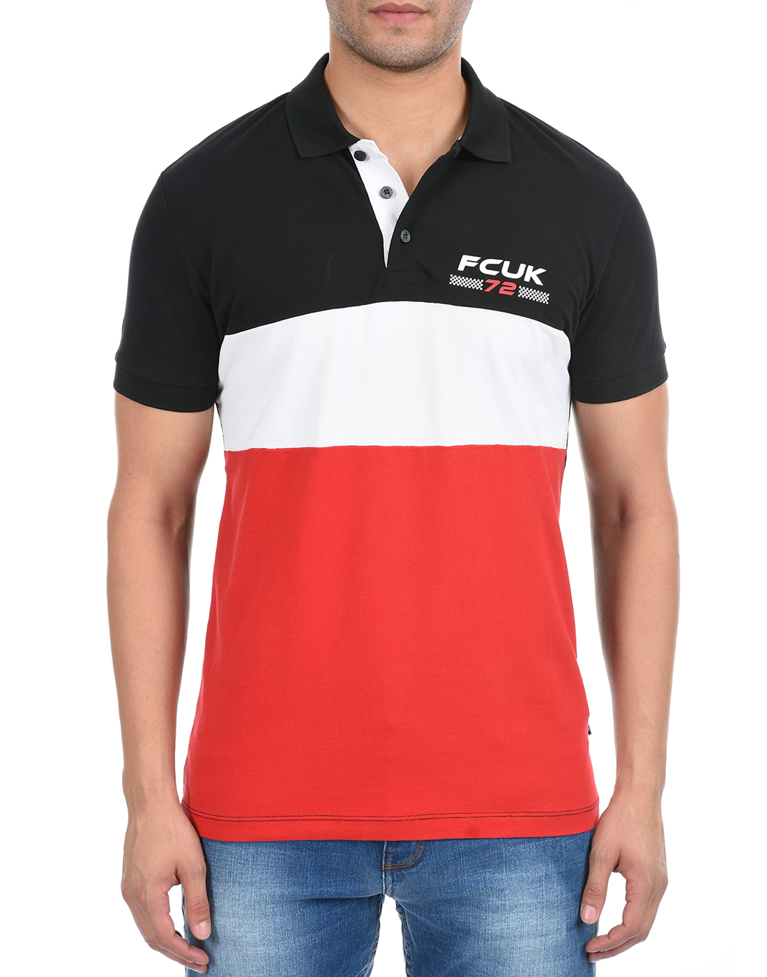 FCUK Men Red Polo T-Shirt