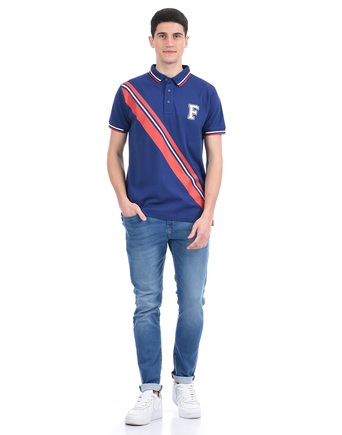 FCUK Men Blue Polo T-Shirt