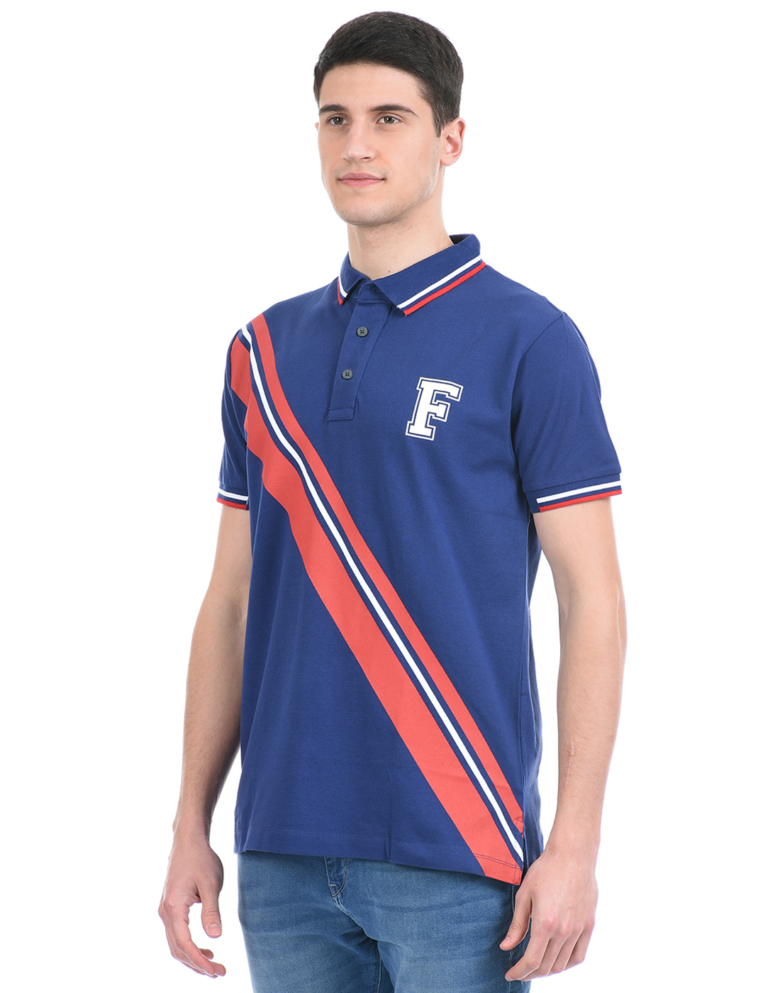 FCUK Men Blue Polo T-Shirt