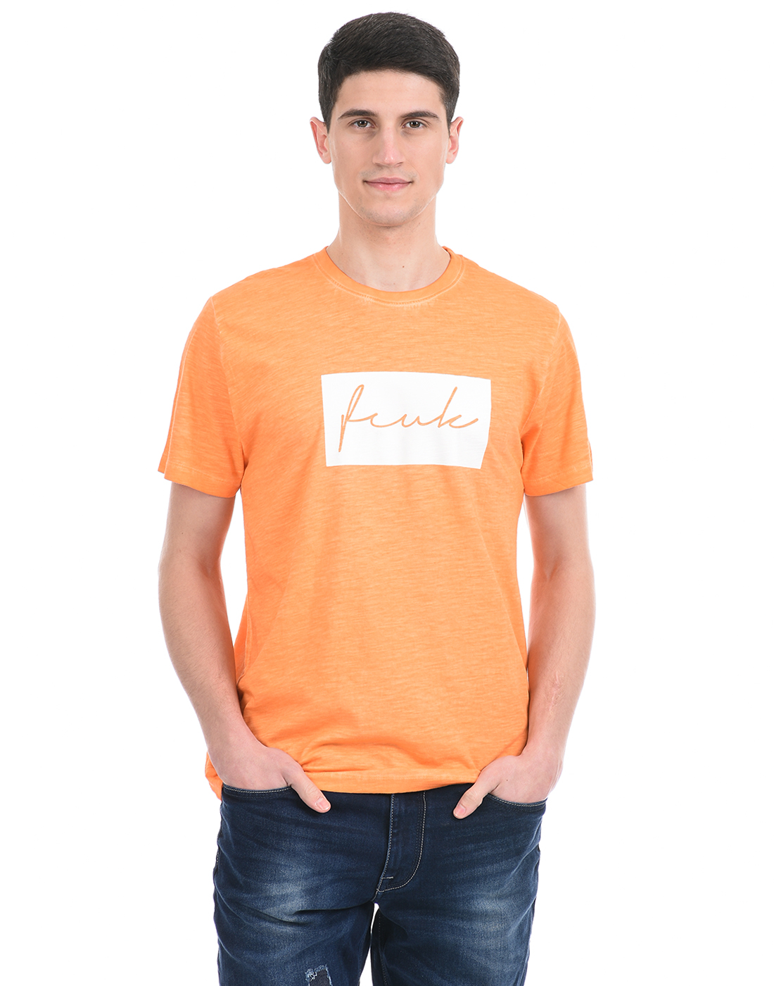 FCUK Men Orange T-Shirt