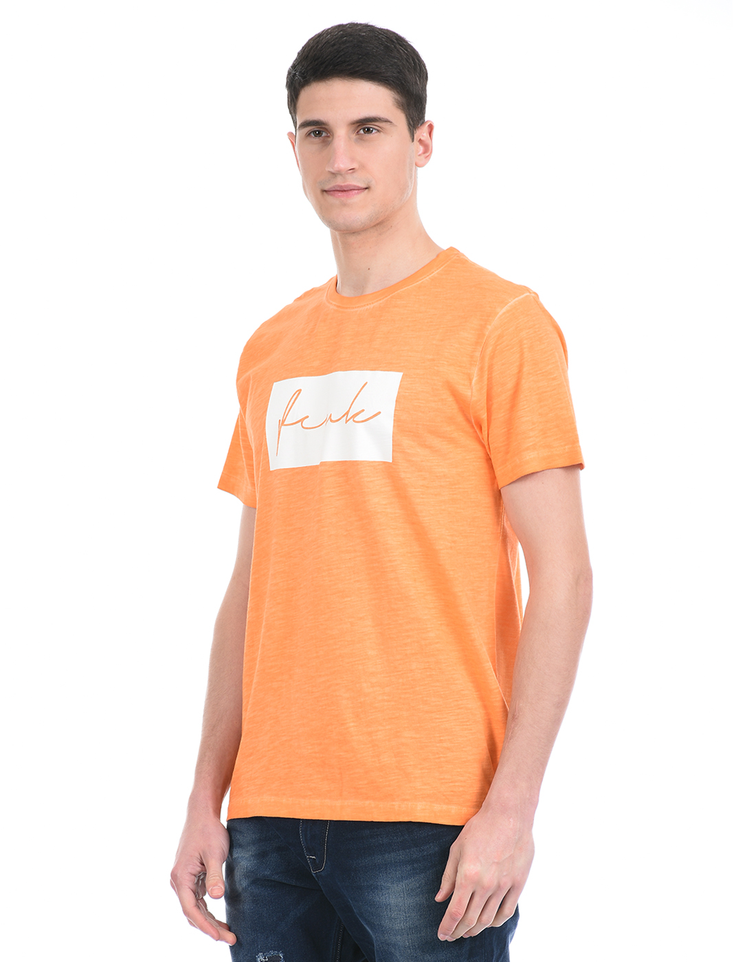 FCUK Men Orange T-Shirt