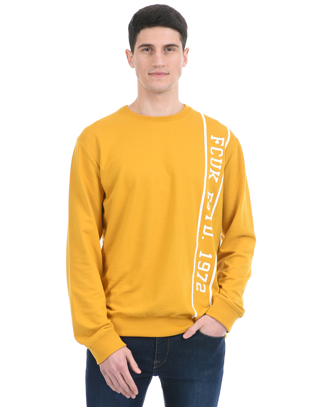 FCUK Men Yellow Sweatshirt