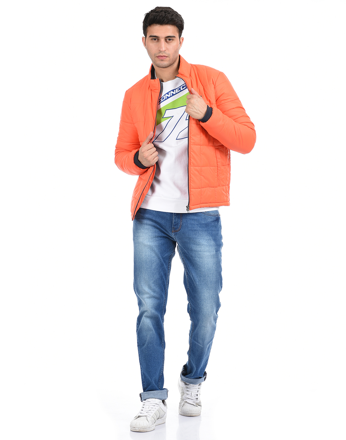 FCUK Men Orange Quilted Jacket