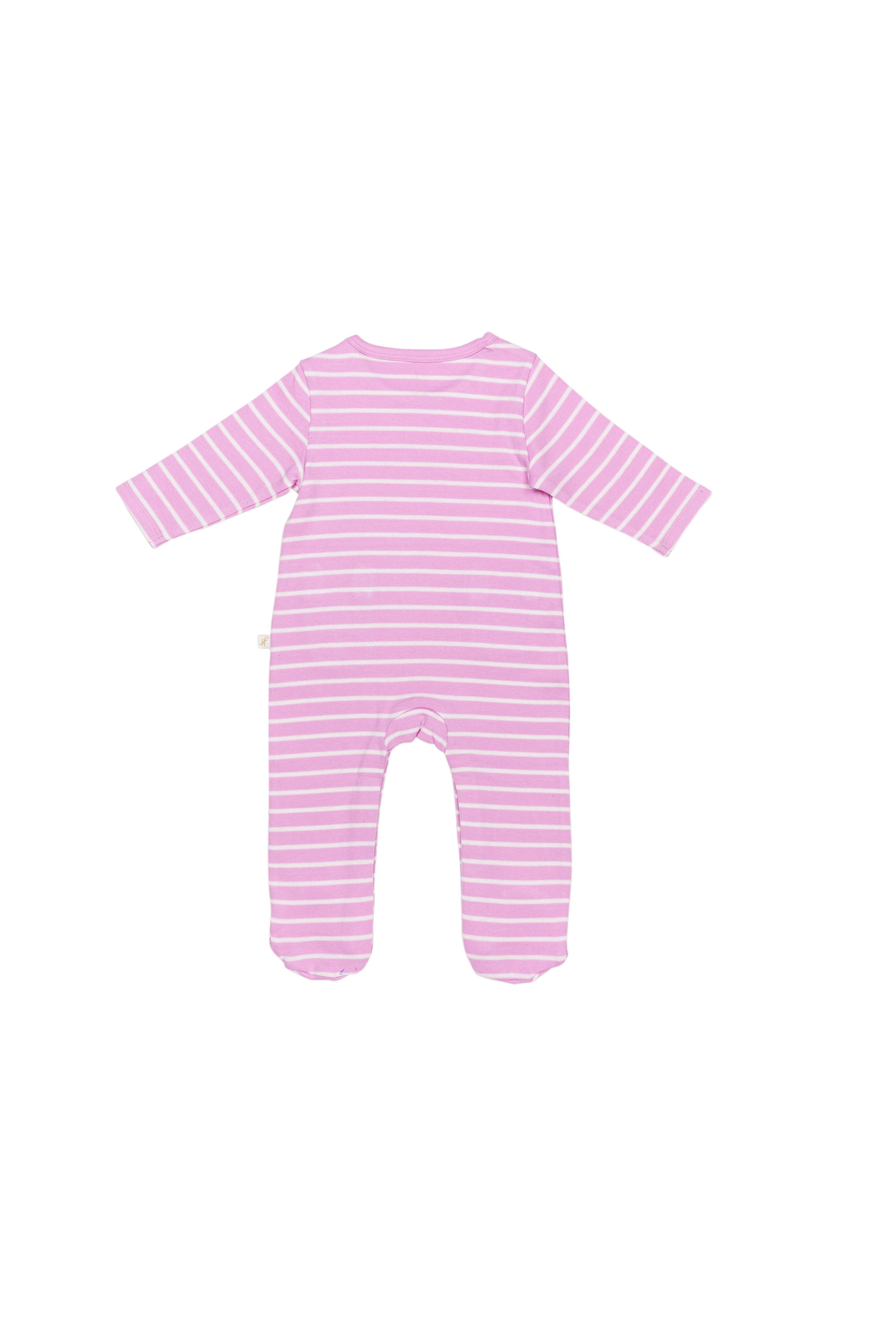 H by Hamleys Unisex Kids Striped Pink Sleepsuit
