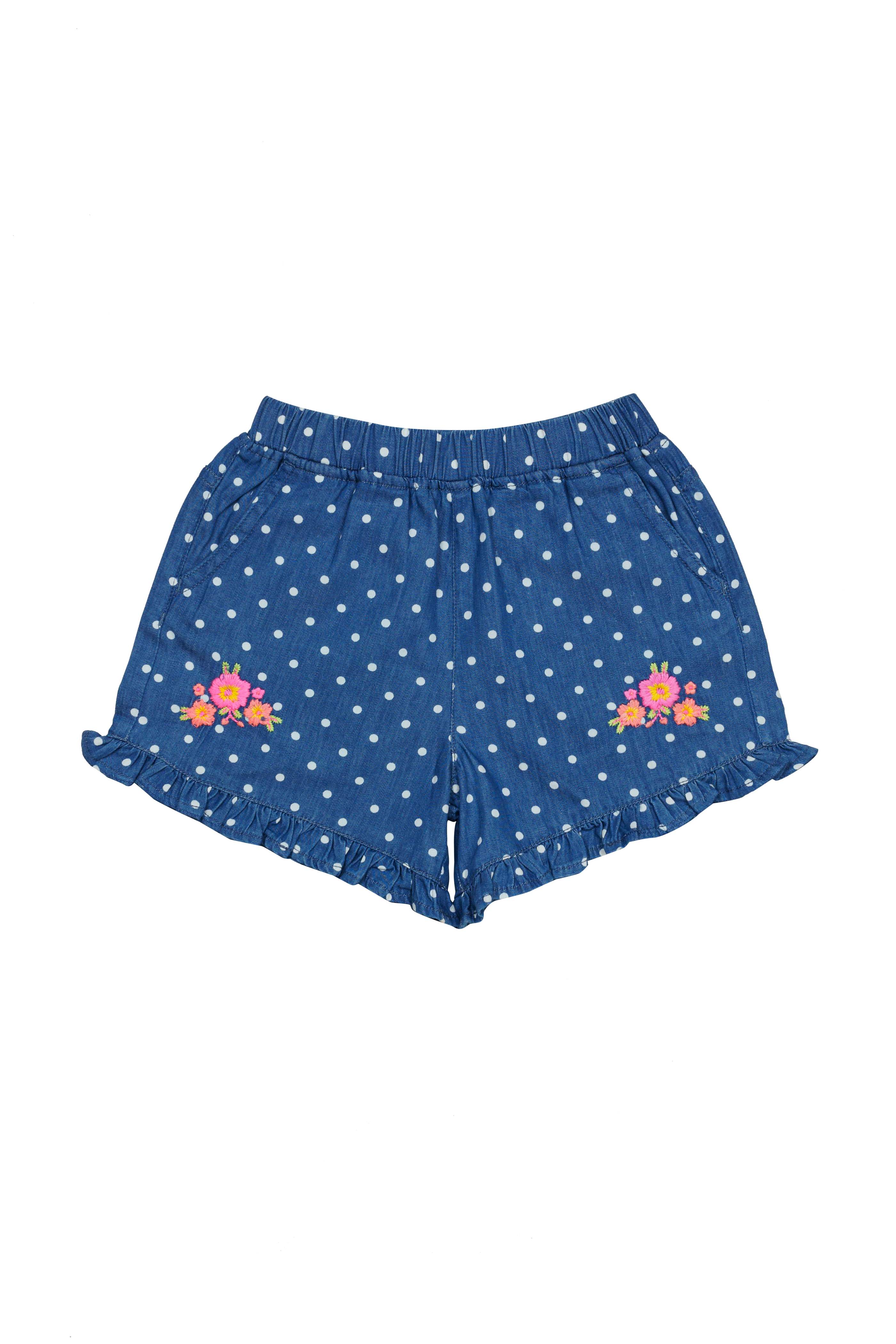 H by Hamleys Girls Embroidered Blue Shorts