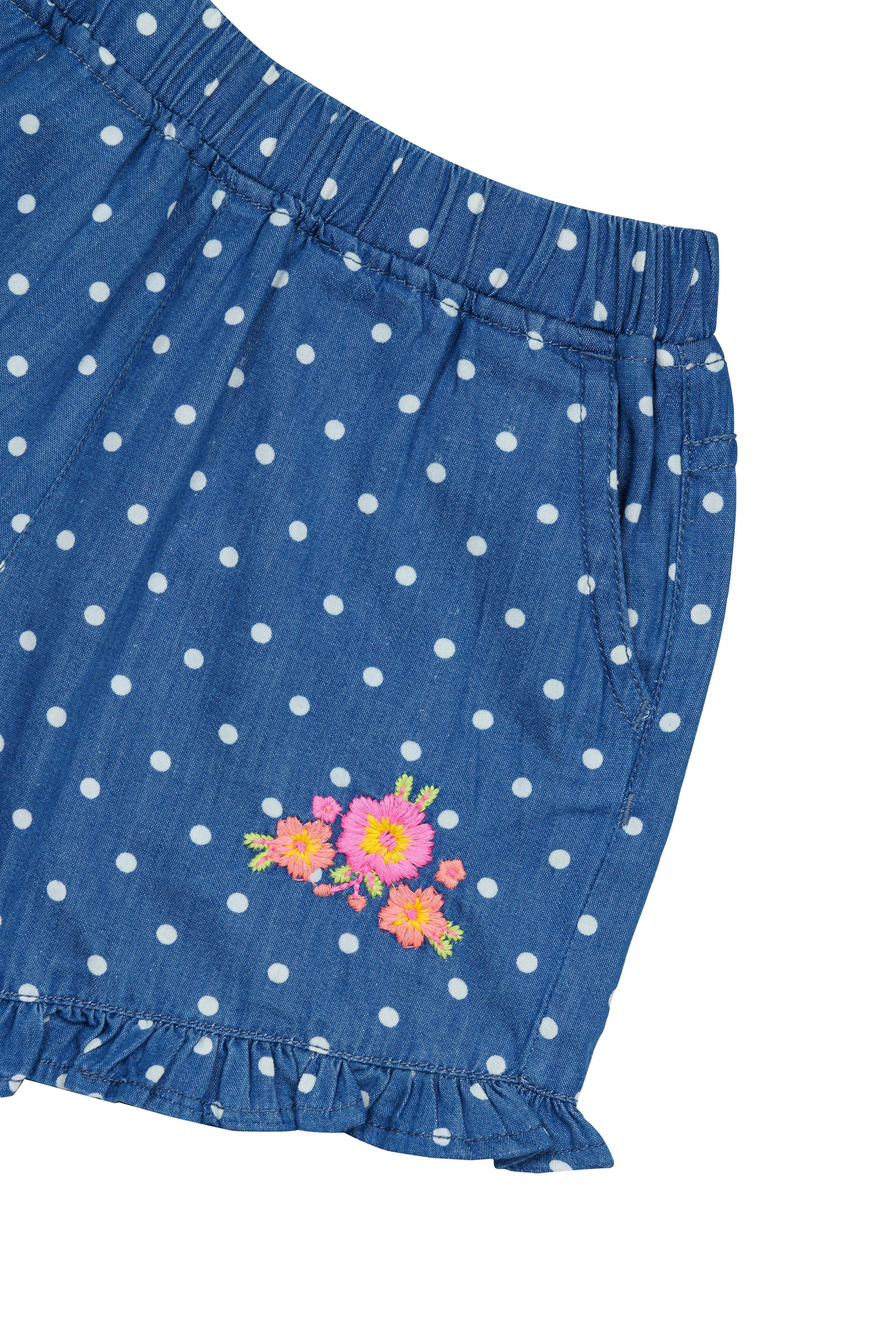 H by Hamleys Girls Embroidered Blue Shorts