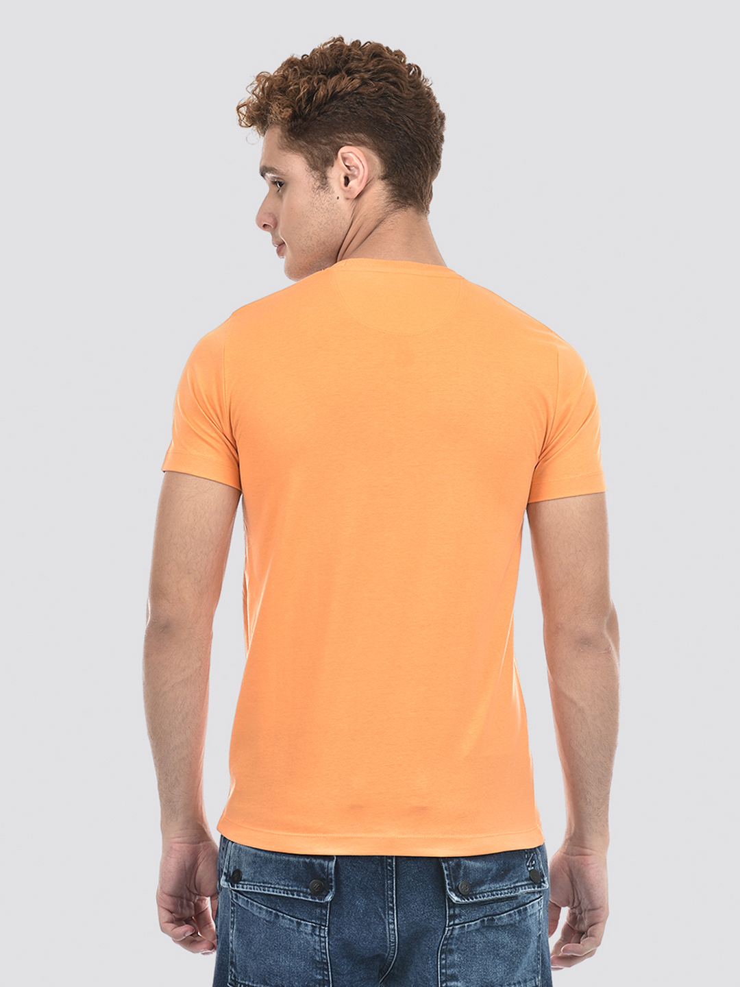 Izod Men's Printed Orange Round Neck T-Shirt