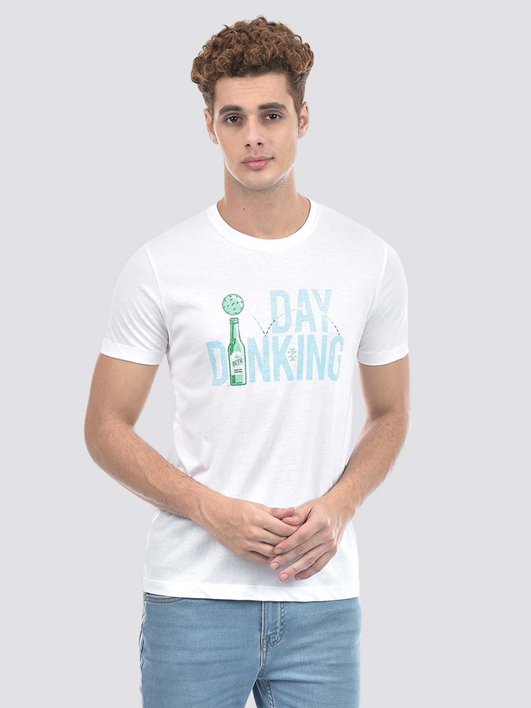 Izod Men's Typography White Round Neck T-Shirt