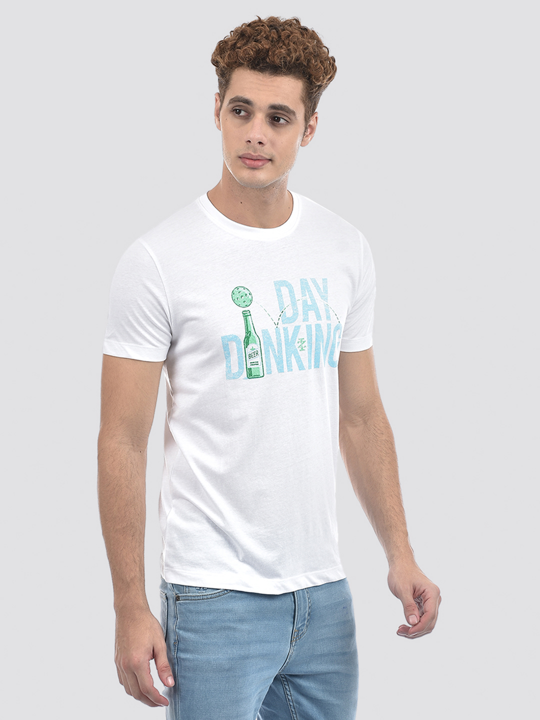 Izod Men's Typography White Round Neck T-Shirt