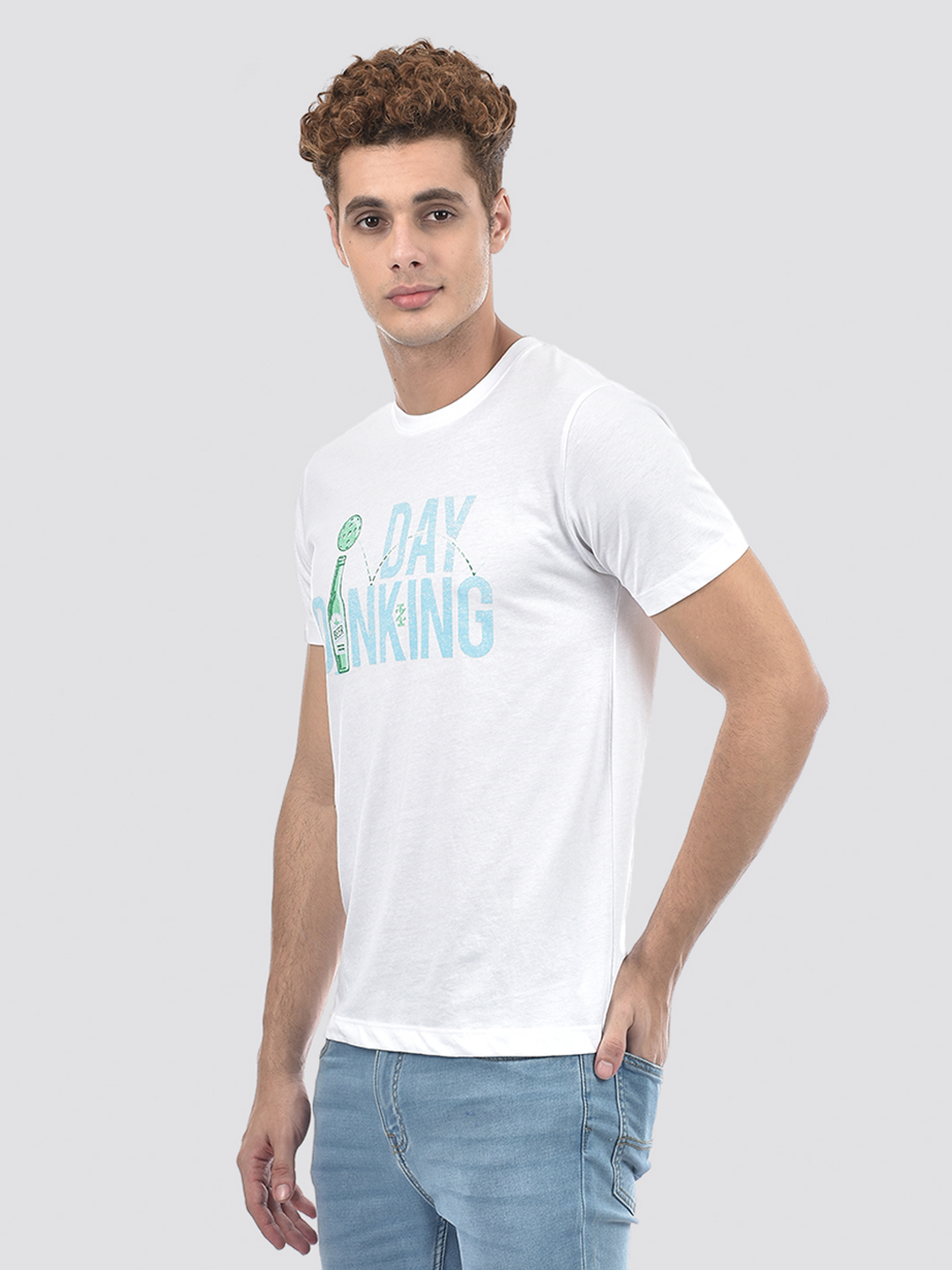 Izod Men's Typography White Round Neck T-Shirt