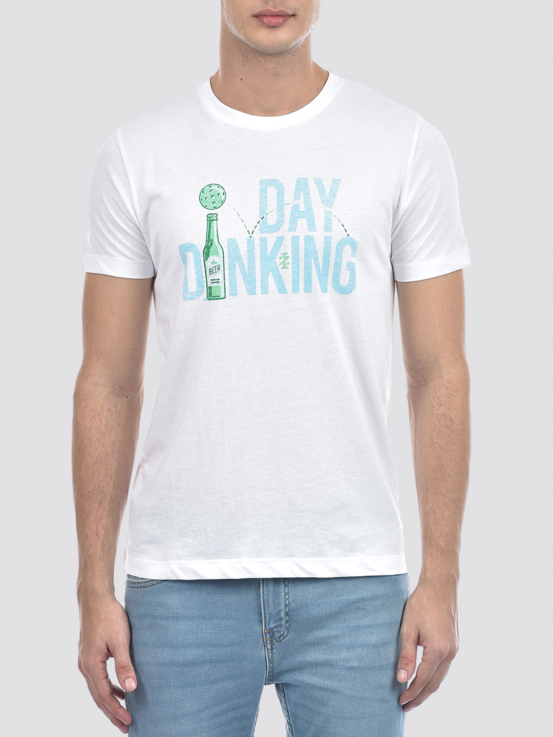 Izod Men's Typography White Round Neck T-Shirt