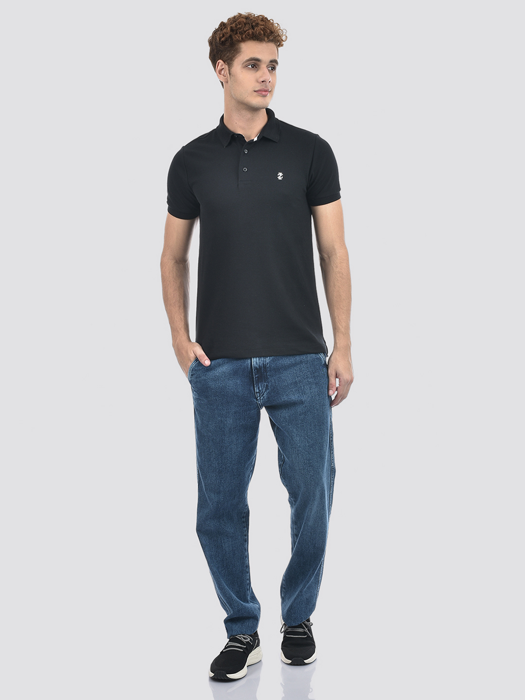 Izod Men's Solid Black Polo T-Shirt
