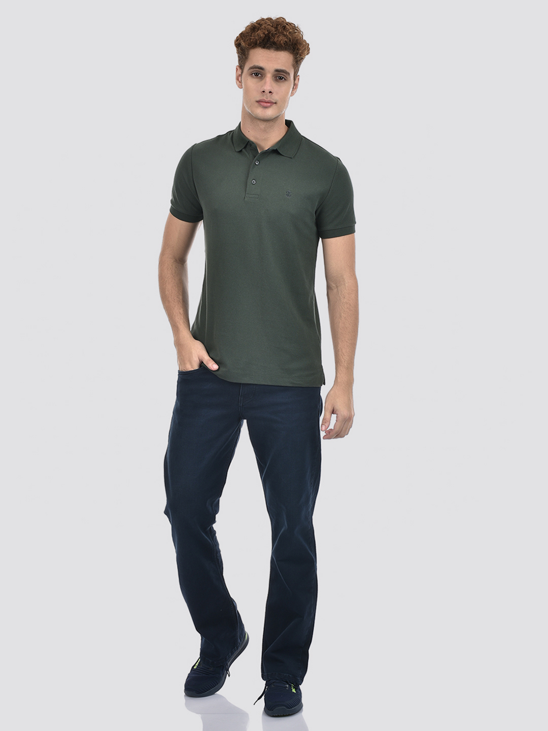 Izod Men's Solid Green Polo T-Shirt