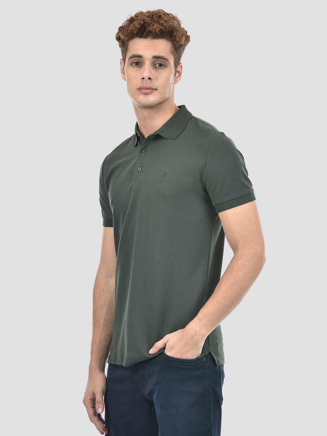 Izod Men's Solid Green Polo T-Shirt