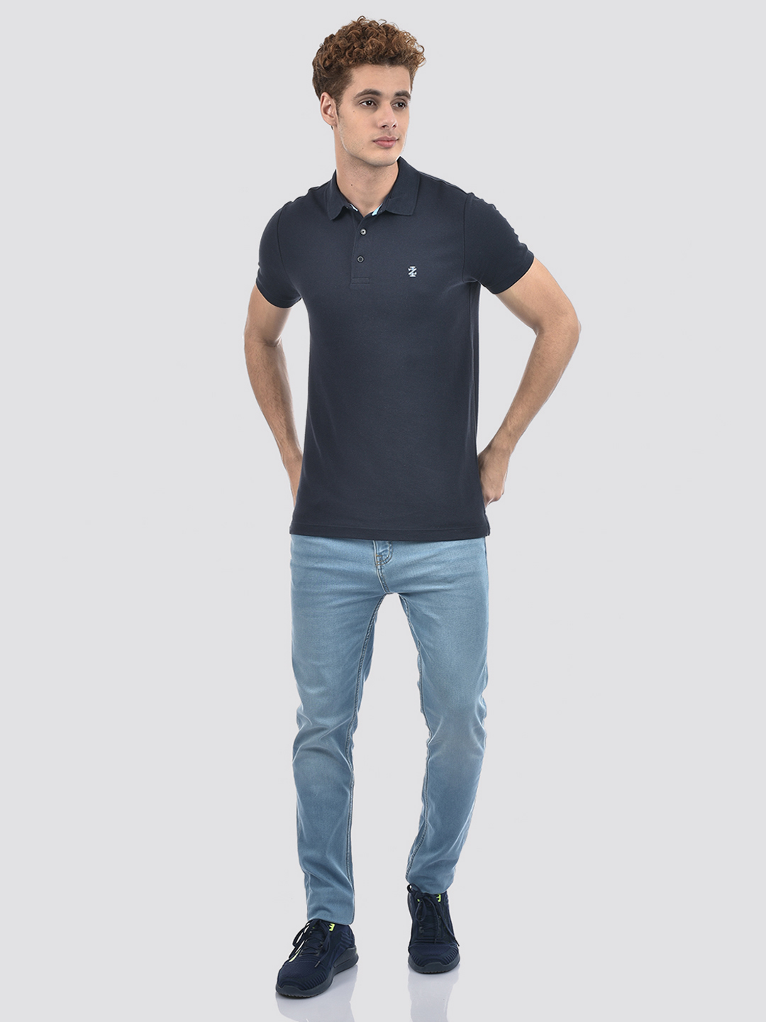 Izod Men's Solid Navy Polo T-Shirt