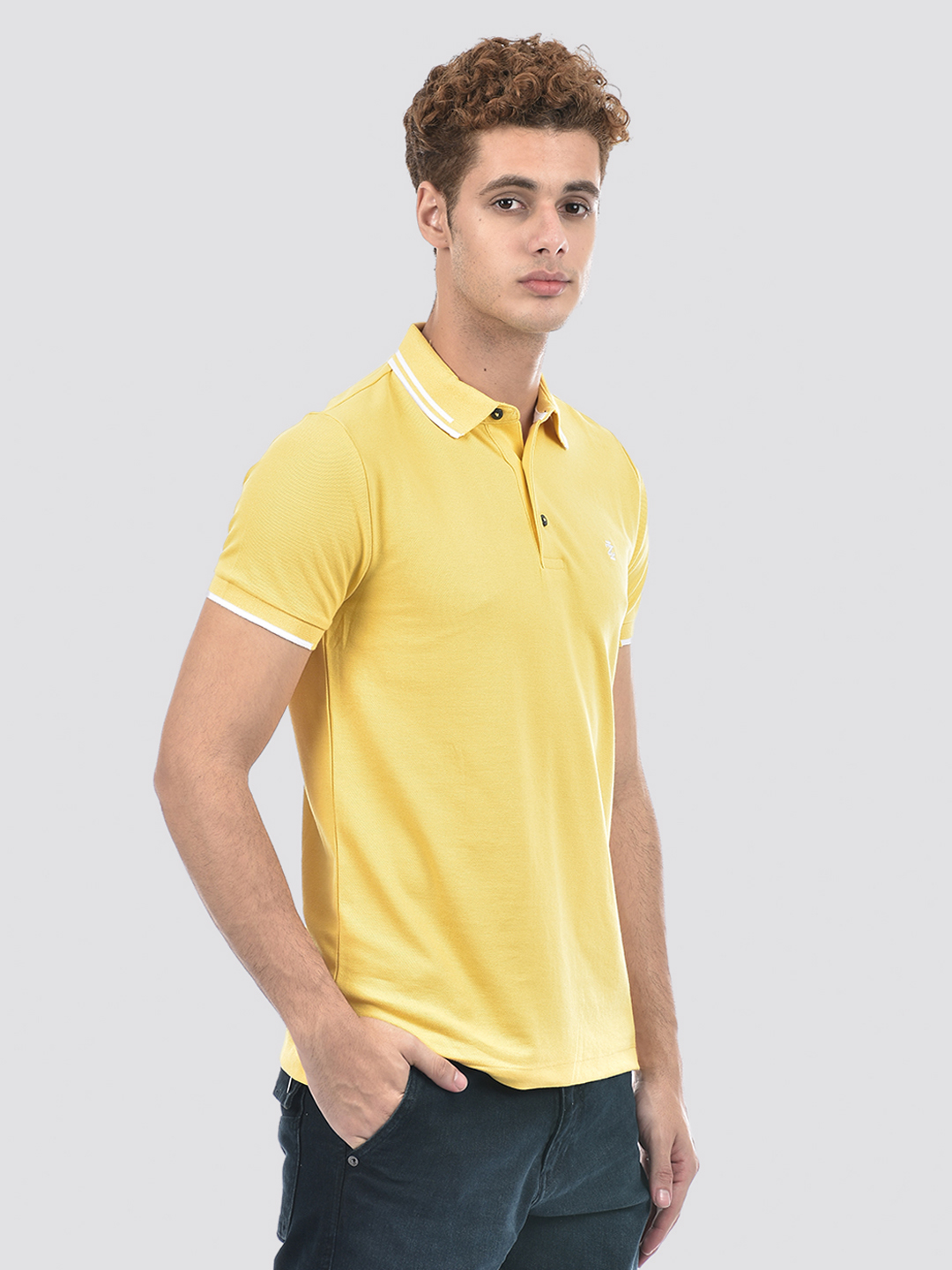 Izod Men's Solid Yellow Polo T-Shirt