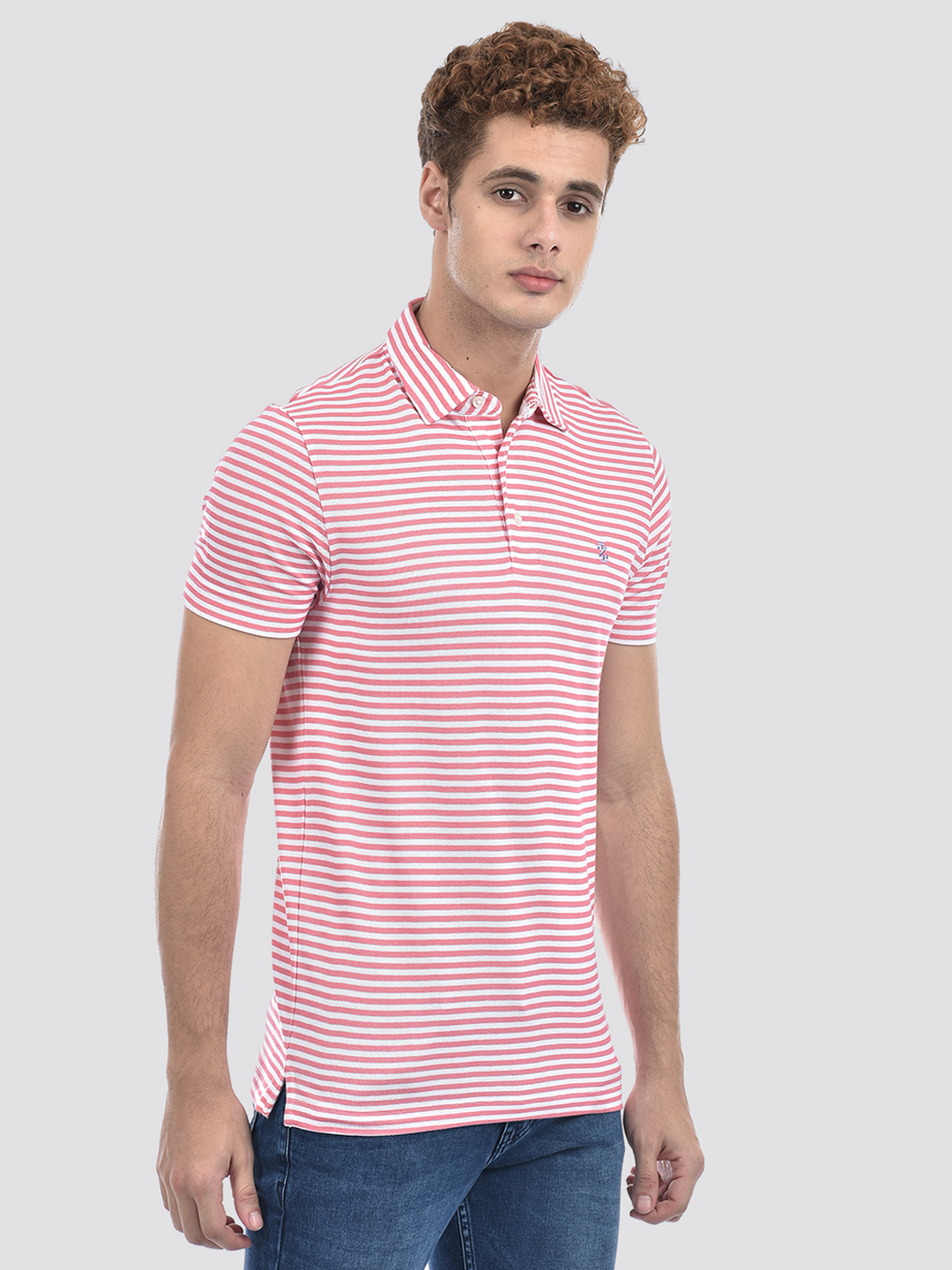 Izod Men's Striped Pink Polo T-Shirt